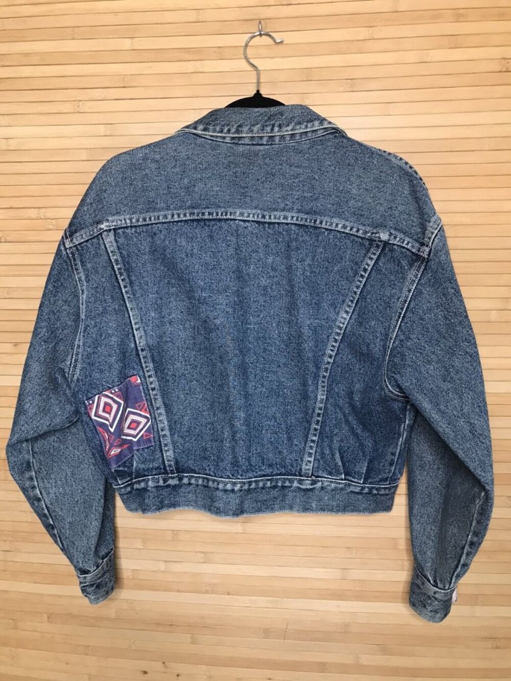 Vintage 80s Patchwork Denim Guess Jeans Jacket Size Medium M - Picture 7 of 8